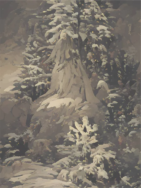 在冬天的雪地里的圣诞树 — 图库矢量图片