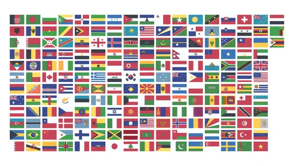 Kleine Nationale Vlaggen Van Verschillende Landen Een Witte Achtergrond — Stockvector