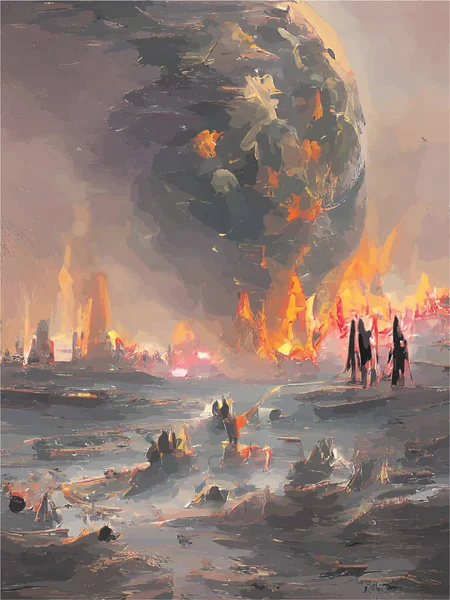 Ζωγραφική Του Πλανήτη Καίγεται — Διανυσματικό Αρχείο
