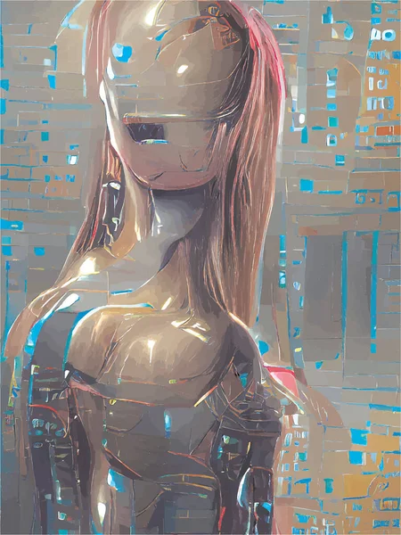 Peinture Une Cyber Femme — Image vectorielle