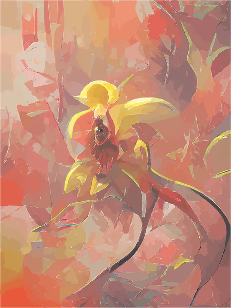 Schilderij Van Enkele Gele Bloemen — Stockvector