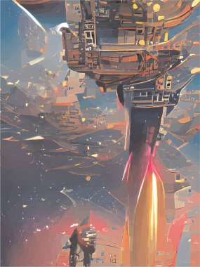 Evrene giden yolda roket.