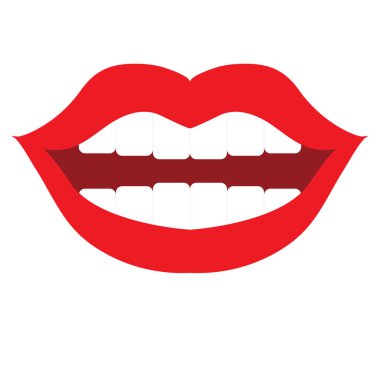 Gülümseyen bir ağzın, beyaz bir arka planın basit bir klibi.