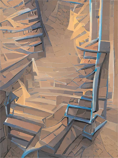 Merdivenlerin Farklı Renklerde Boyanması — Stok Vektör