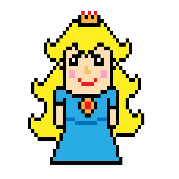 Pixel Art Simple Vertical Personnage Princesse Sur Fond Blanc — Image vectorielle