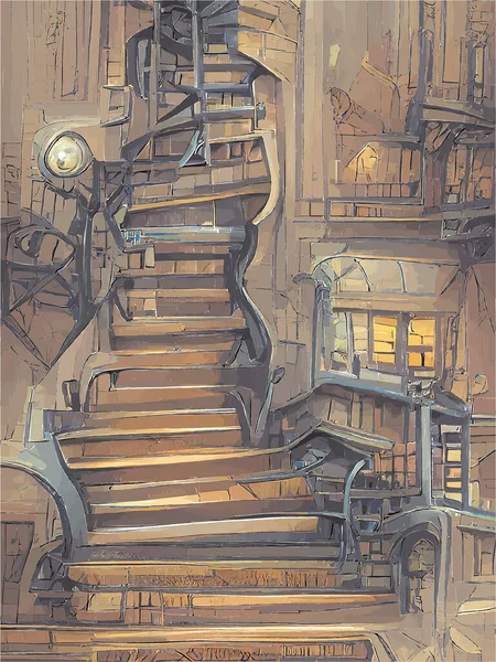 Pintura Escadas Cores Diferentes — Vetor de Stock