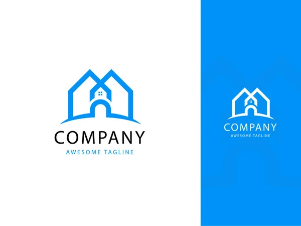 Logotipo Azul Casas Ótimo Para Agência Imobiliária — Vetor de Stock