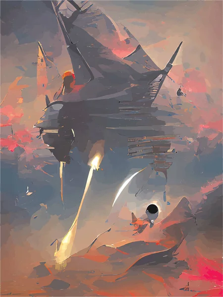 Evrene giden yolda roket.