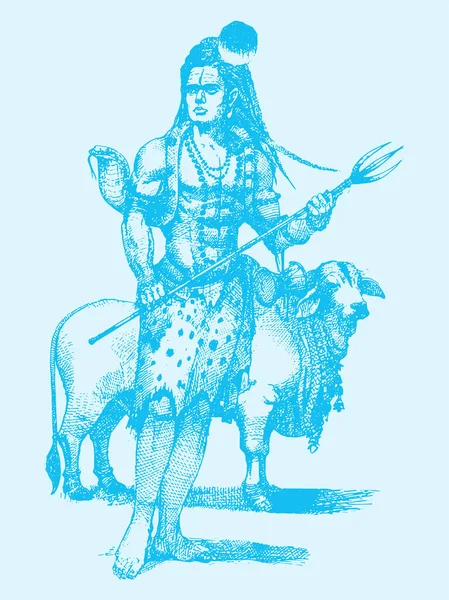 Uno Schizzo Vettoriale Lord Shiva Dio Indù Isolato Sfondo Chiaro — Vettoriale Stock