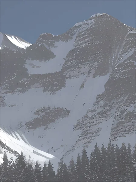Горы Снегом Зимой — стоковый вектор