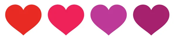 Векторний Дизайн Чотирьох Сердець Різними Кольорами Ізольованому Білому Тлі — стоковий вектор