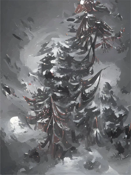 Різдвяна Ялинка Взимку — стоковий вектор