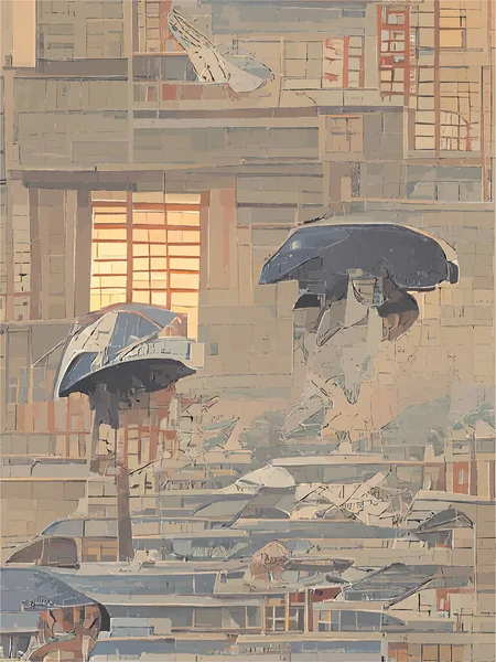 Pintura Digital Uma Pessoa Com Guarda Chuva Chuva — Vetor de Stock