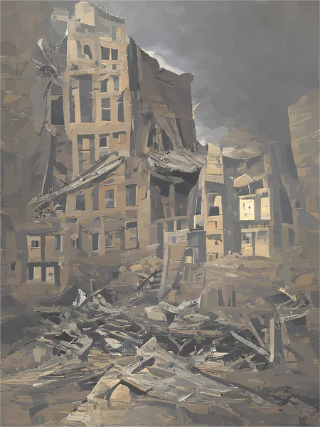 Pintura Antigua Casa Destruida — Archivo Imágenes Vectoriales