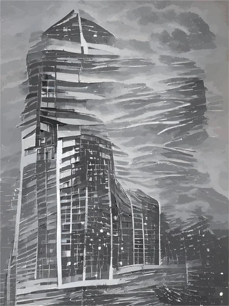 Vista Ciudad Tormenta Por Noche — Archivo Imágenes Vectoriales