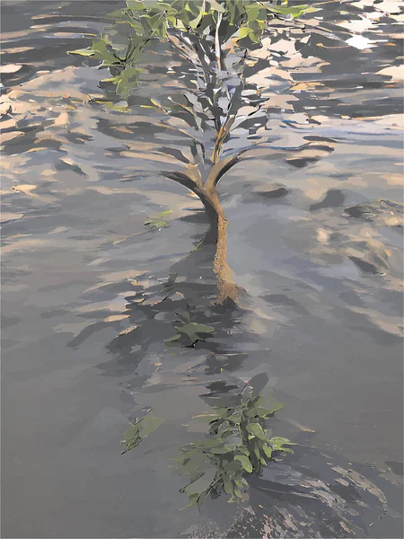 Abstrakter Baum Einem Fluss — Stockvektor