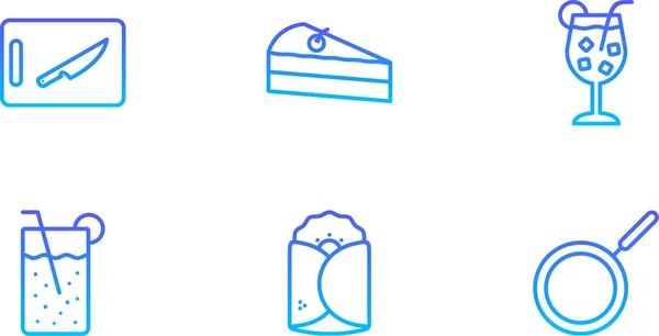 Icone Cucina Blu Sfondo Bianco — Vettoriale Stock
