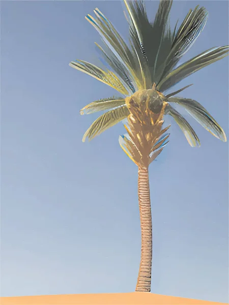 太陽の下でのヤシの木の絵 — ストックベクタ