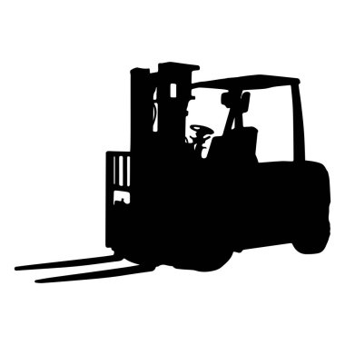 Beyaz arkaplanda bir forklift silueti
