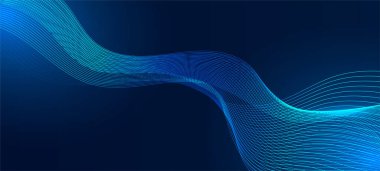 neon mavi renk gradyanı olan fütüristik dalga çizgisi parçacığı gerilemesi