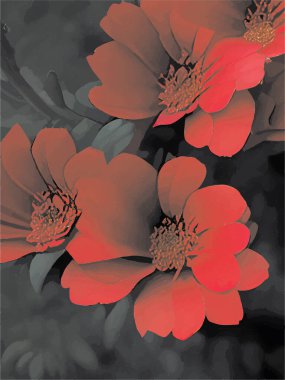 Farklı renklerde çiçekler birbirine dizilmiştir.