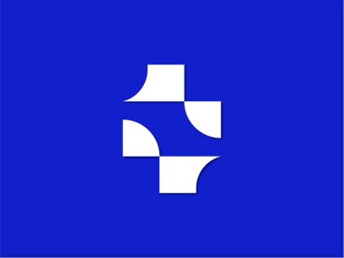 Mavi bir arka planda, beyaz, güzel, modern bir logo. Logo kadar harika.