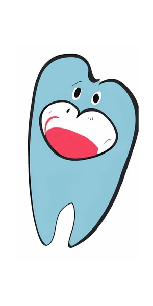 白い背景に隔離された漫画の歯の垂直デザイン — ストックベクタ