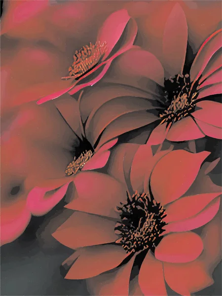 Blommor Olika Färger Uppträdda Tillsammans — Stock vektor