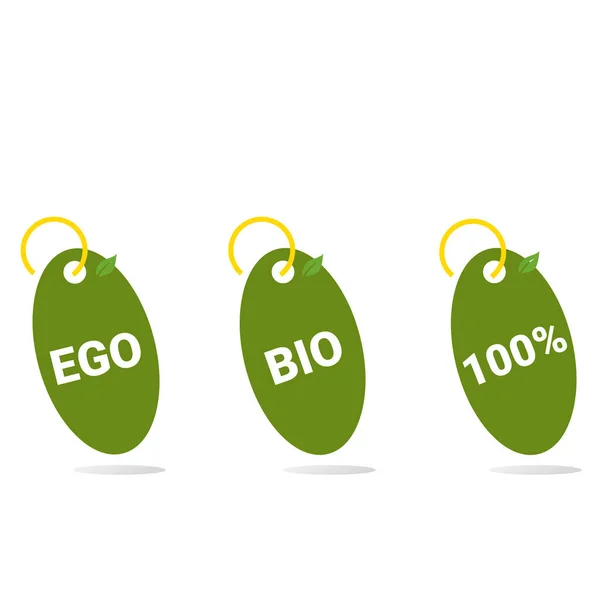 Uma Ilustração Digital Ego Verde Bio Ícones 100 Naturais —  Vetores de Stock