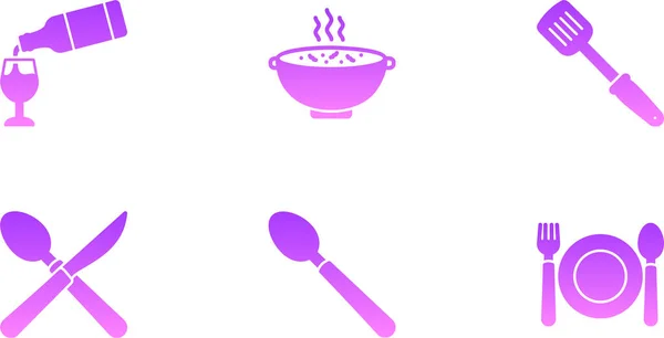 Violet Εικονίδια Κουζίνα Λευκό Φόντο — Διανυσματικό Αρχείο