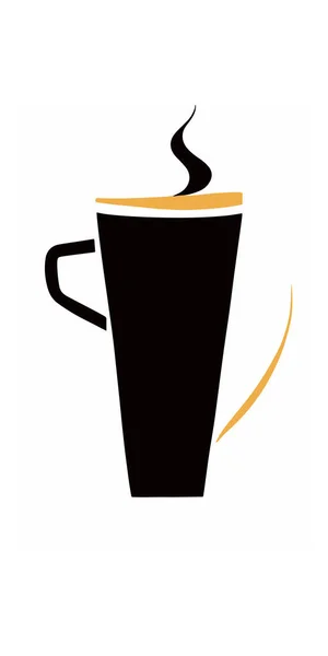 Een Verticaal Ontwerp Van Een Kopje Koffie Geïsoleerd Witte Achtergrond — Stockvector