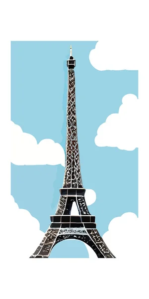 Design Vertical Torre Eiffel Com Efeito Desenho Animado — Vetor de Stock