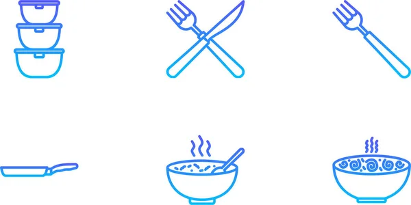 Блакитні Кухонні Значки Білому Тлі — стоковий вектор
