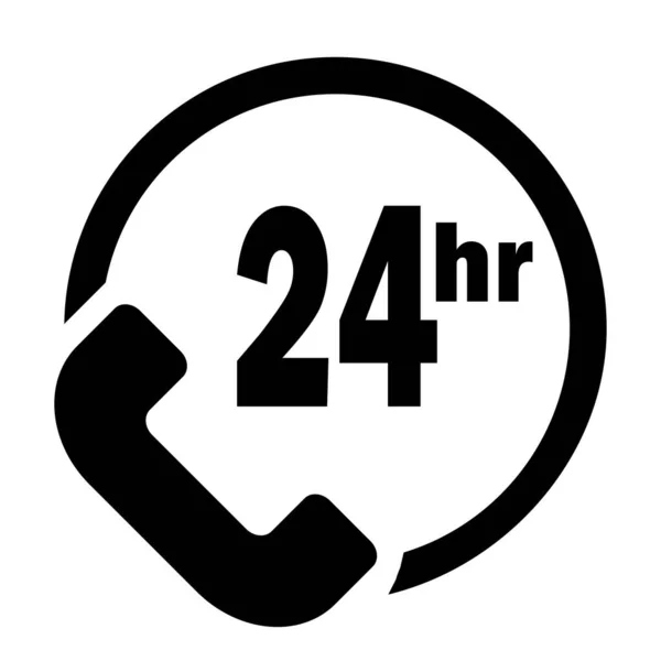 白色背景上的24小时电话支持图标 — 图库矢量图片
