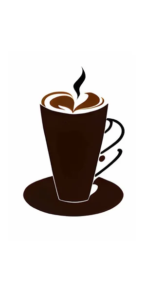 Függőleges Design Egy Csésze Kávé Elszigetelt Fehér Alapon — Stock Vector