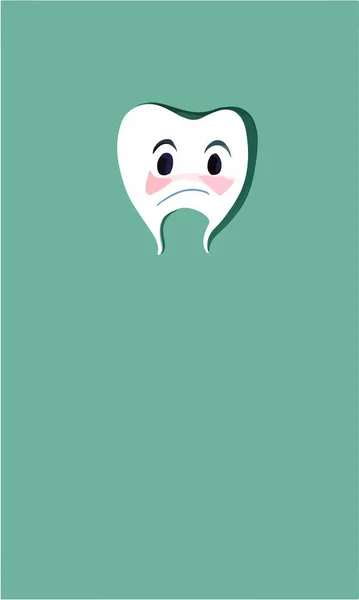 Vertical Design Cartoon Tooth Isolated Green Background — Stock Vector
