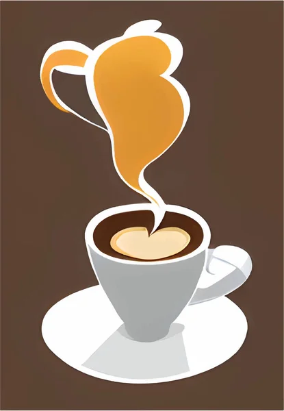 Ein Vertikales Design Einer Tasse Kaffee Isoliert Auf Braunem Hintergrund — Stockvektor