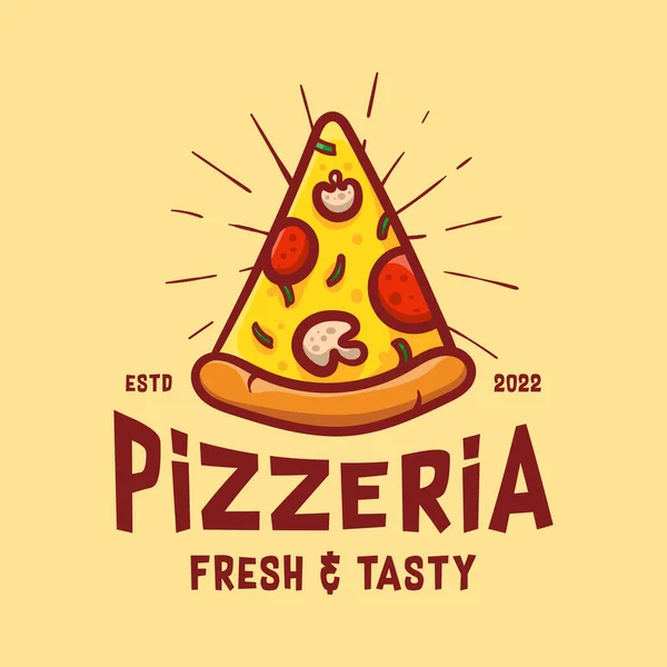 Slice Pizza Logo Light Background Cute Premium Design Suitable Restaurant — Stock vektor