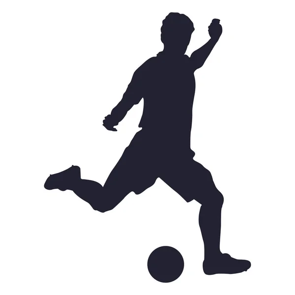 一个足球运动员在白色背景上踢人物形象 — 图库矢量图片