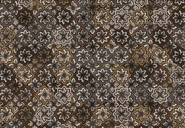 Watercolor Geometric Arabesque Background Vector Brown Color — Stock Vector