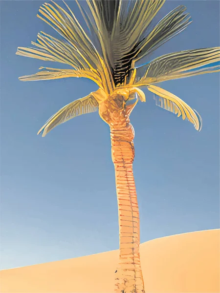 Pintura Los Árboles Palma Sol — Vector de stock