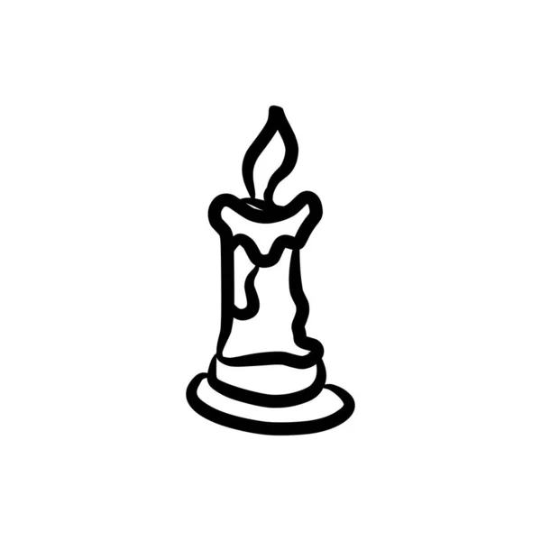 Ilustrație Simplă Unei Lumânări Aprinse Fundal Alb — Vector de stoc