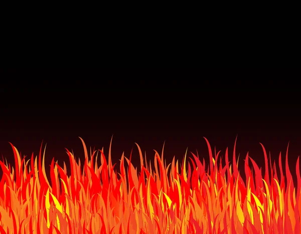 Feuerhintergrund Illustration Illustration Der Brennenden Feuerflamme Auf Schwarzem Hintergrund — Stockvektor