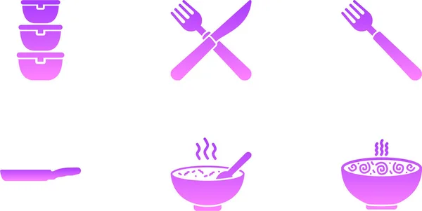 Iconos Cocina Violeta Sobre Fondo Blanco — Vector de stock