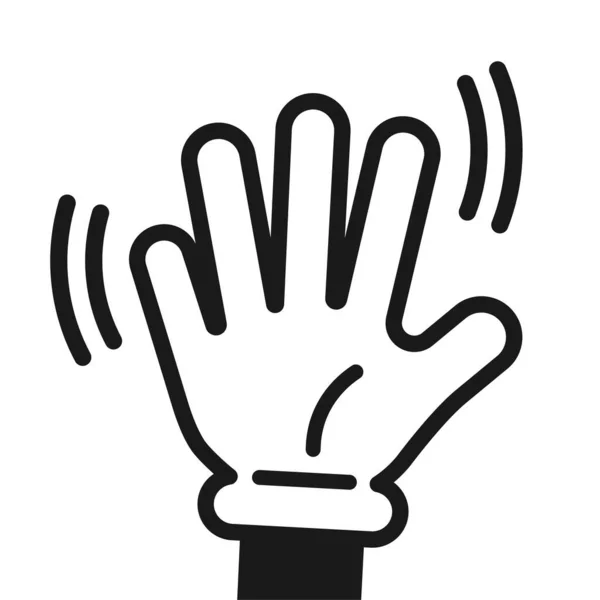 Мультяшная Рука Белой Перчаткой Жест Передает Привет Пока Символ Вектор — стоковый вектор