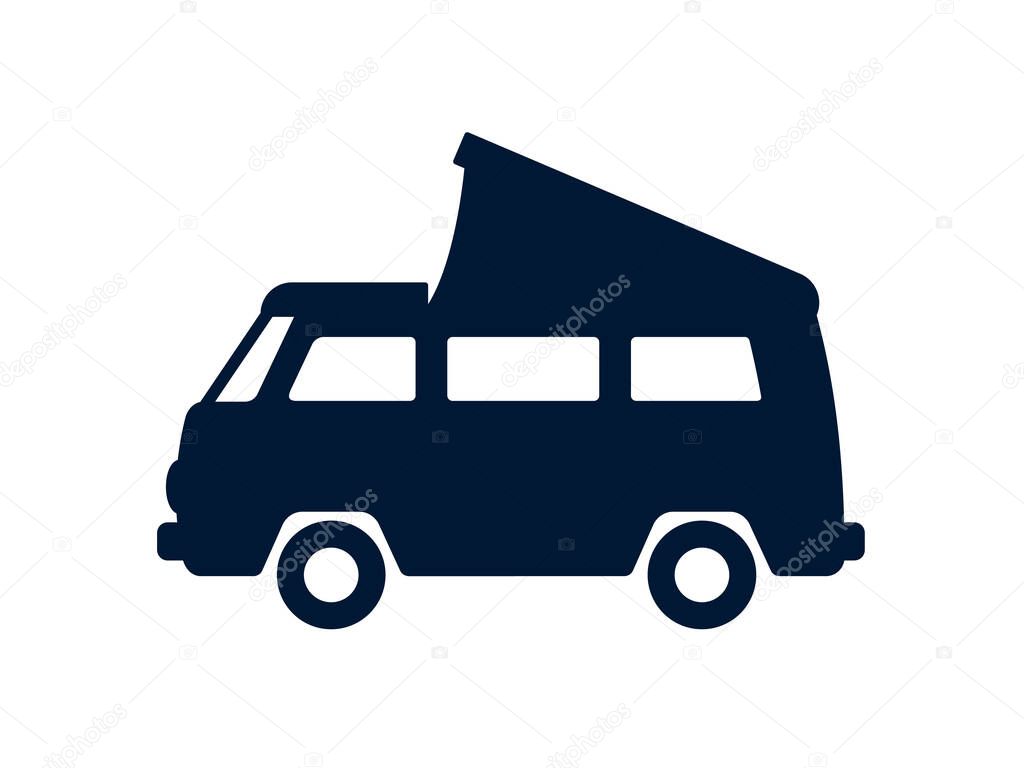 Classic vintage camper van icon isolated on white background - vector illustration