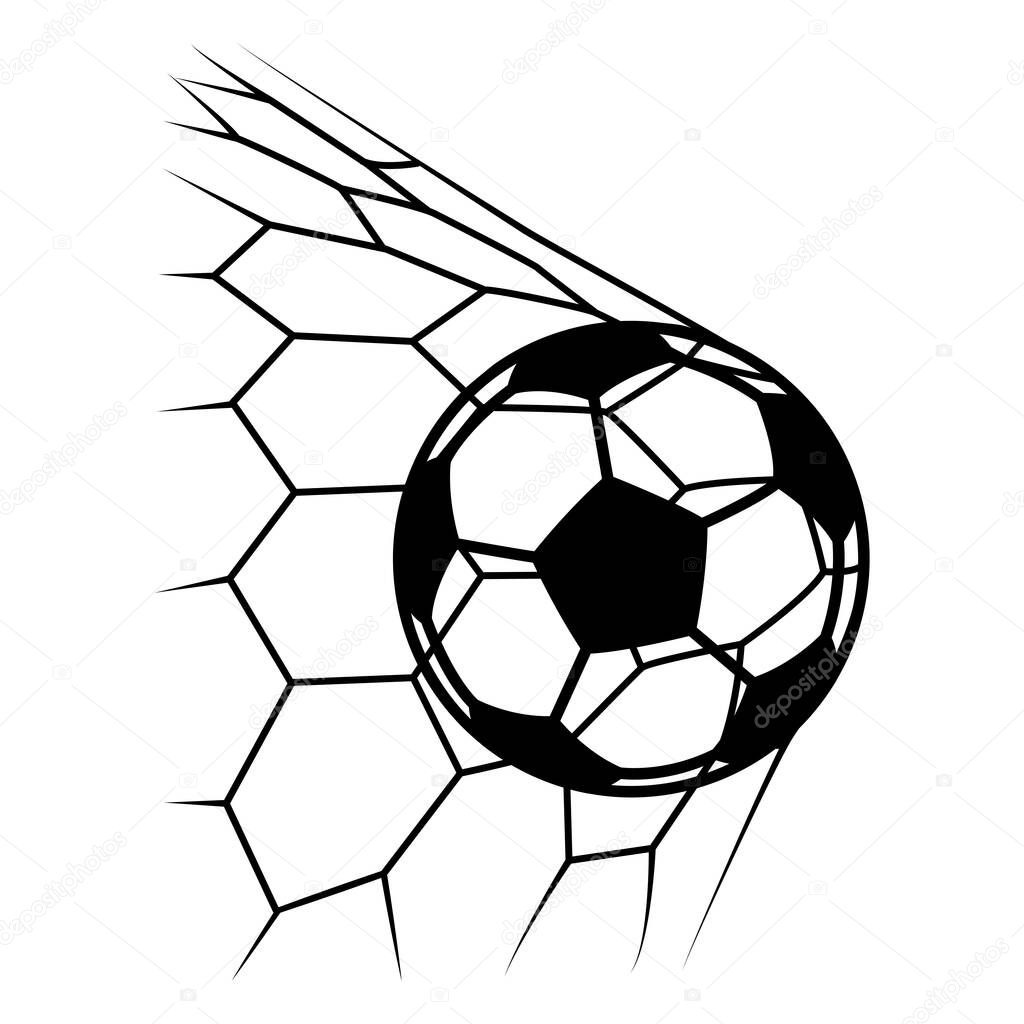 A ball inside a net on a white background