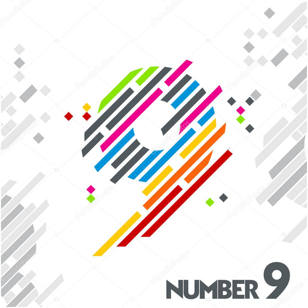 Free vector number  with unique designs of color stripes
