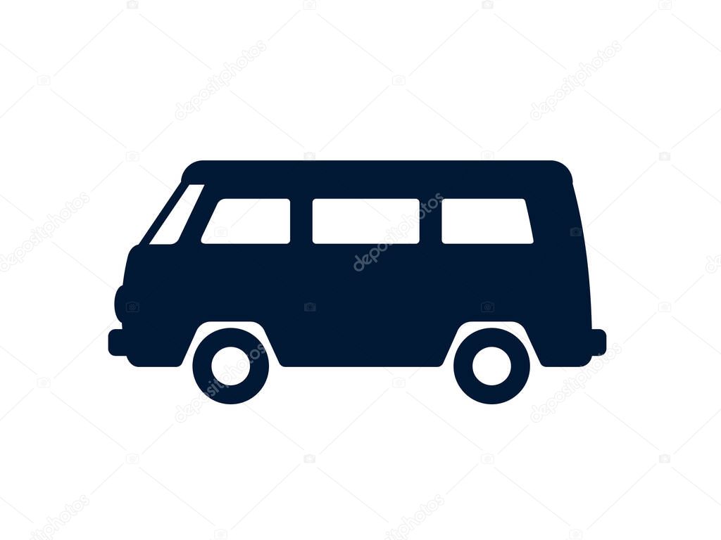 Classic vintage van icon isolated on white background - vector illustration