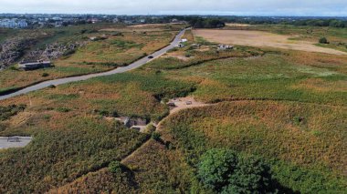 Kırsaldaki yeşil tarım arazilerinin güzel yüksek açılı manzarası